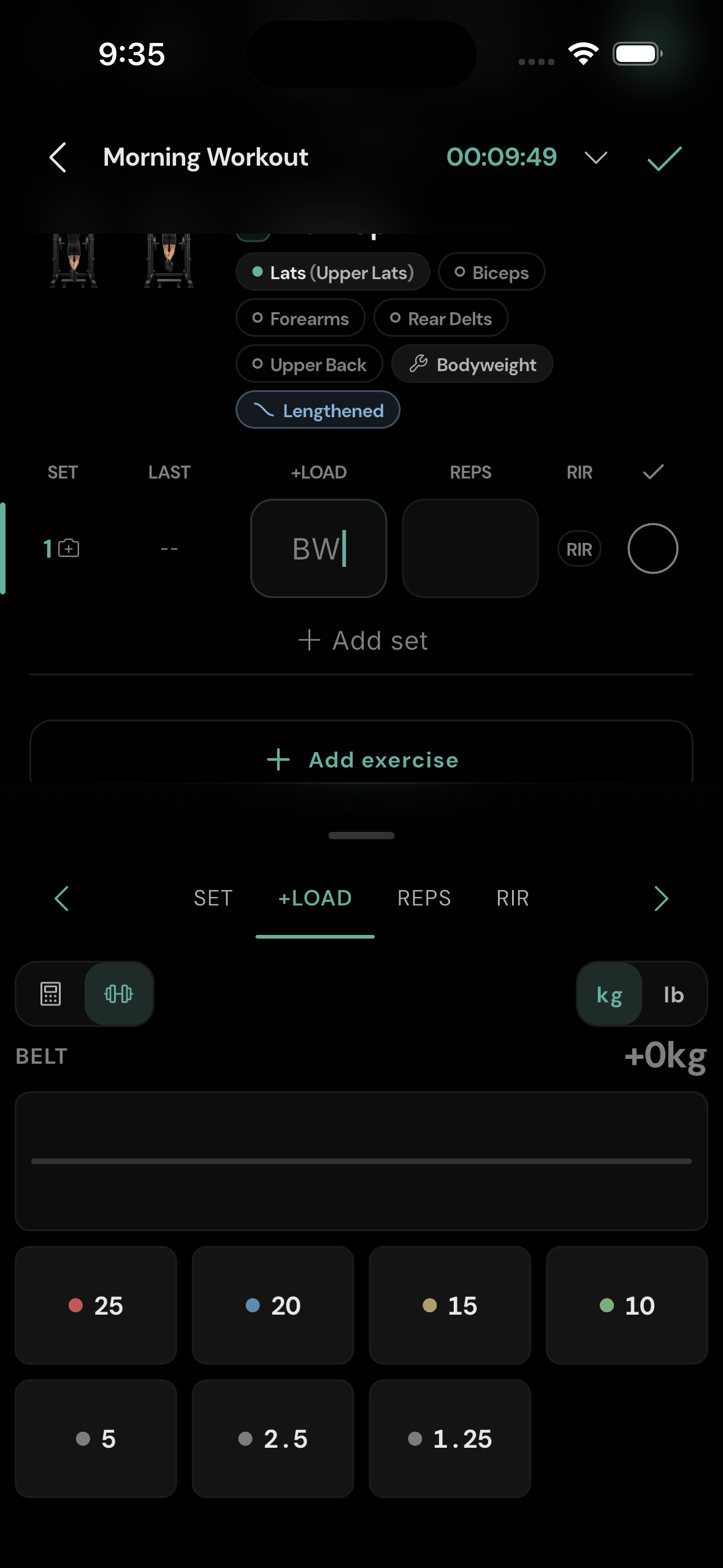 Dip-belt starting point. The bodyweight exercise starts with no added load.